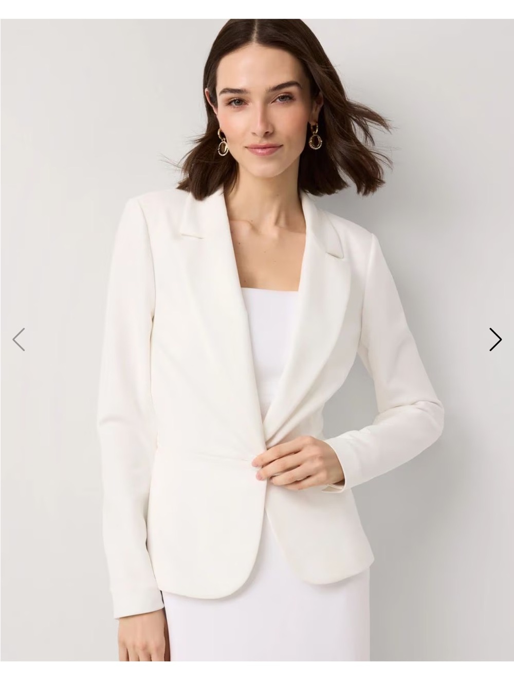 White House Black Market Cream Single-Button Tailored Blazer